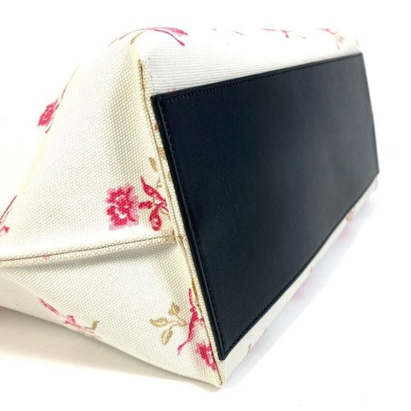 AUTH LOEWE Flower pattern Shoulder Bag Tote Bag Canvas/Leather White/pink - Picture 2 of 12